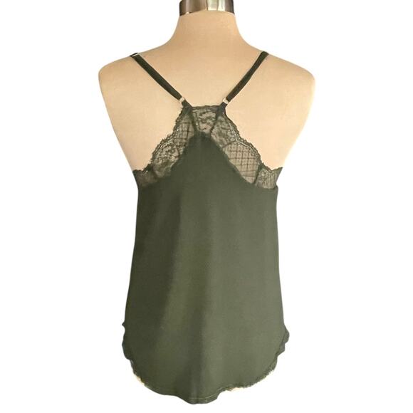 Forest Green Lace Trimmed Cami Tank Racerback SMALL Y2K Fairy Grunge Romantic - Picture 6 of 9
